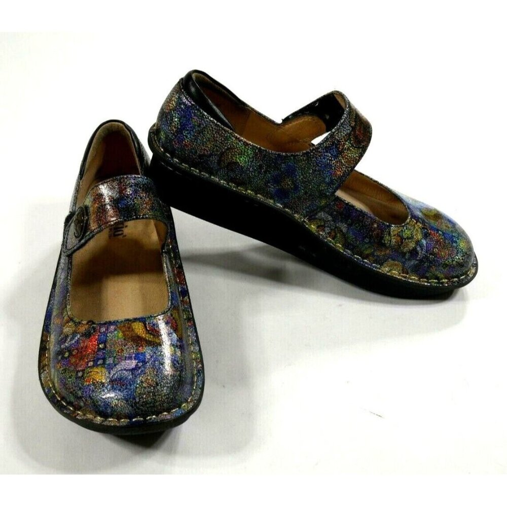 Algeria Paloma Mary Jane Shoes Shiny Mosaic Blue Silver PAL-438 Wms EU 40 US 9